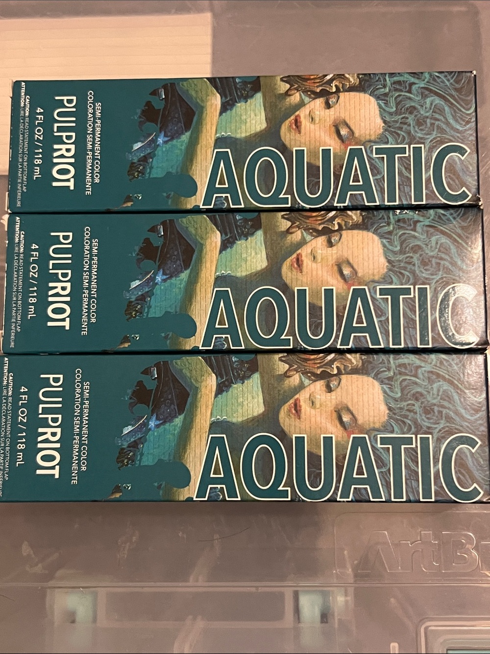 Lot of 3 100% Authentic Pulp Riot AQUATIC hair color dye blue aqua!